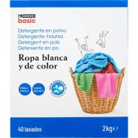 Detergent en pols basic EROSKI, maleta 40 dosi
