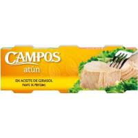 Atún en aceite girasol CAMPOS, pack 3x65 g Atún en aceite girasol CAMPOS, pack 3x65 g