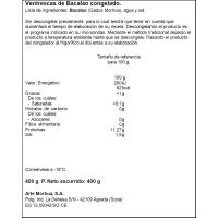 Ventresca de bacallà congelada DIMAR, bossa 360 g