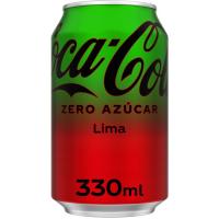 Refresco de cola sin azúcar sabor lima COCA COLA, lata 33 cl