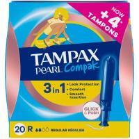 Tampón regular TAMPAX COMPAK PEARL, caja 20 uds Tampón regular TAMPAX COMPAK PEARL, caja 20 uds