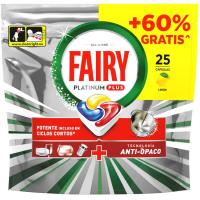 Lavavajillas máquina FAIRY PLATINUM PLUS, bolsa 25 dosis Lavavajillas máquina FAIRY PLATINUM PLUS, bolsa 25 dosis