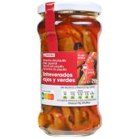 Pimiento de piquillo entreverado entero EROSKI, frasco 290 g Pimiento de piquillo entreverado entero EROSKI, frasco 290 g