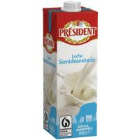 Leche semidesnatada PRESIDENT, brik 1 litro Leche semidesnatada PRESIDENT, brik 1 litro