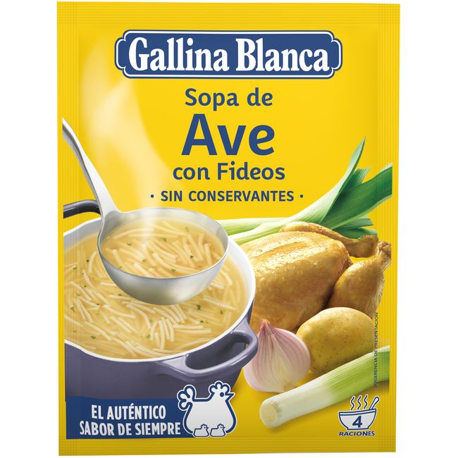 Sopa d`au amb fideus GALLINA BLANCA, sobre 76 g