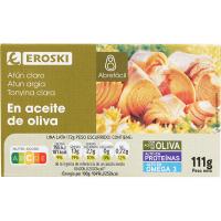 Atún claro en aceite de oliva EROSKI, lata 111 g Atún claro en aceite de oliva EROSKI, lata 111 g