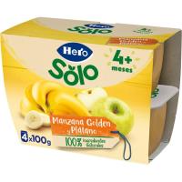 Postres de poma-plàtan HERO, pack 4x100 g