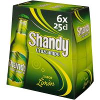 Cerveza con limonada CRUZCAMPO Shandy, pack botellín 6x25 cl Cerveza con limonada CRUZCAMPO Shandy, pack botellín 6x25 cl