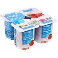 Yogur desnatado con fresas EROSKI, pack 4x125 g Yogur desnatado con fresas EROSKI, pack 4x125 g