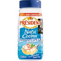 Nata para cocinar espesa especial pasta PRESIDENT, bote 250 ml Nata para cocinar espesa especial pasta PRESIDENT, bote 250 ml