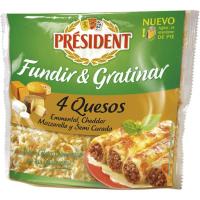 Queso rallado 4 quesos PRESIDENT, bolsa 150 g Queso rallado 4 quesos PRESIDENT, bolsa 150 g