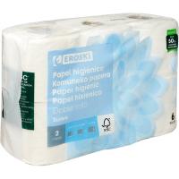 Papel higiénico suave doble rollo EROSKI, paquete 6 rollos