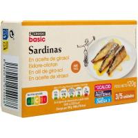 Sardina en oli de gira-sol EROSKI BASIC, lata 115 g