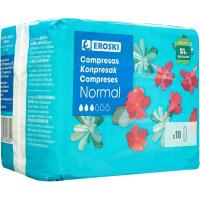 Compresa normal sense ales EROSKI, paquet 18 u