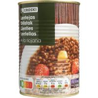 Llenties a la De La Rioja EROSKI, llauna 425 g