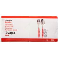 Servilleta blanca 1 capa 30x30 EROSKI BASIC, paquete 200 uds Servilleta blanca 1 capa 30x30 EROSKI BASIC, paquete 200 uds