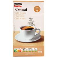 Café molido natural EROSKI BASIC, paquete 250 g Café molido natural EROSKI BASIC, paquete 250 g