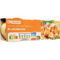 Atún claro en escabeche EROSKI, pack 3x80 g
