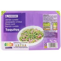 Taquitos de pernil curat EROSKI, pack 2x75 g