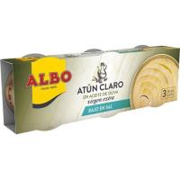 Atún claro en aceite bajo en sal ALBO, pack 3x92 g