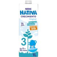 Leche creci.sin azucar original junior 1+ NESTLÉ, brik 1 litro Leche creci.sin azucar original junior 1+ NESTLÉ, brik 1 litro