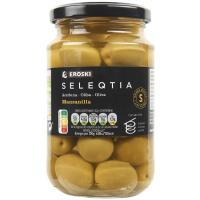 Aceitunas manzanilla EROSKI SELEQTIA, frasco 200 g Aceitunas manzanilla EROSKI SELEQTIA, frasco 200 g
